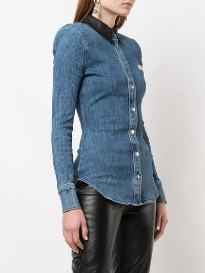 Shop Alexander Wang Long Sleeve Slim-fit Denim Shirt In Blue