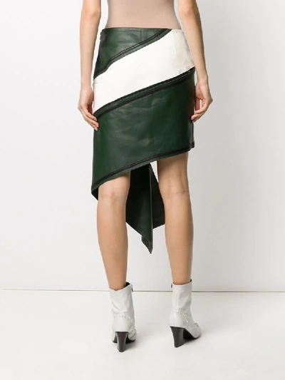 Shop Monse Asymmetric Logo Skirt In Green