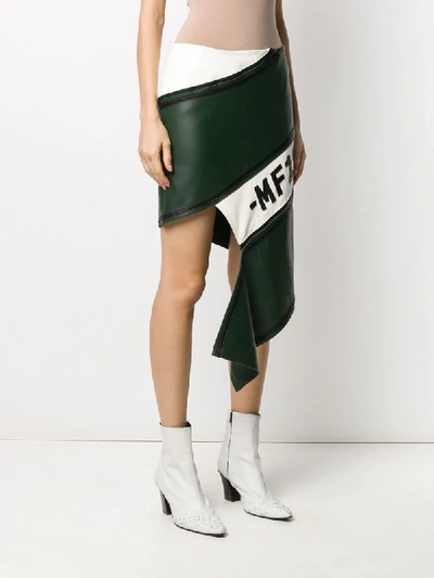 Shop Monse Asymmetric Logo Skirt In Green