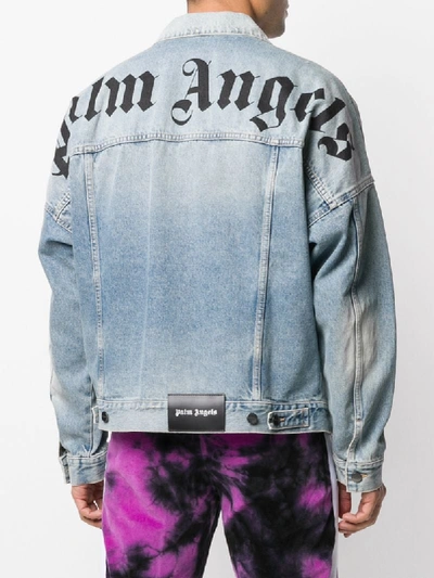 Shop Palm Angels Logo Denim Jacket In Blue