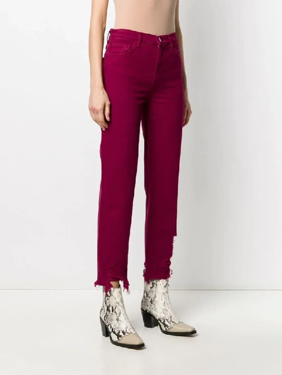 Shop J Brand Distressed Hem Jeans In Red