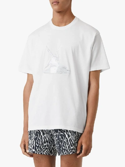 Shop Burberry Cupid Print Oversized T-shirt In White