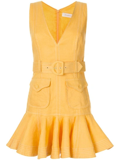 Shop Zimmermann Super Eight Safari Mini Dress In Yellow