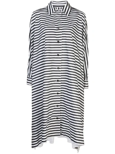 Shop Rosetta Getty Oversized Striped Print Shirt Dress In Black