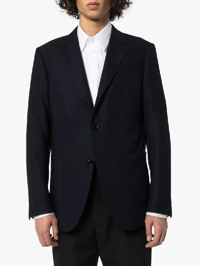 Shop Ermenegildo Zegna Single-breasted Tailored Blazer In Blue