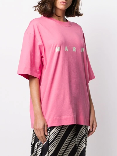 Shop Marni Logo Print T-shirt In Pink