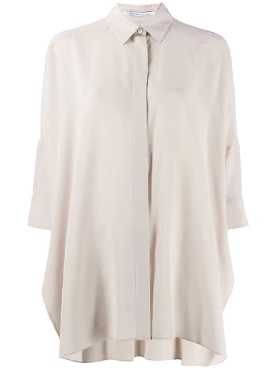 Shop Agnona Relaxed 3/4 Sleeve Blouse In Neutrals