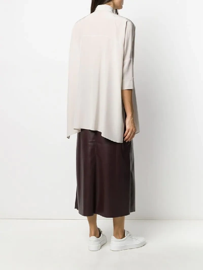 Shop Agnona Relaxed 3/4 Sleeve Blouse In Neutrals