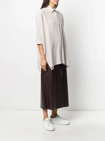 Shop Agnona Relaxed 3/4 Sleeve Blouse In Neutrals