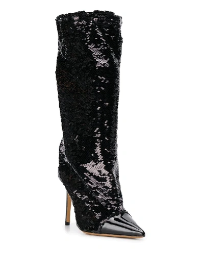 Shop Alexandre Vauthier Laura 100mm Sequinned Boots In Black