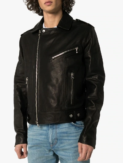 calf leather biker jacket