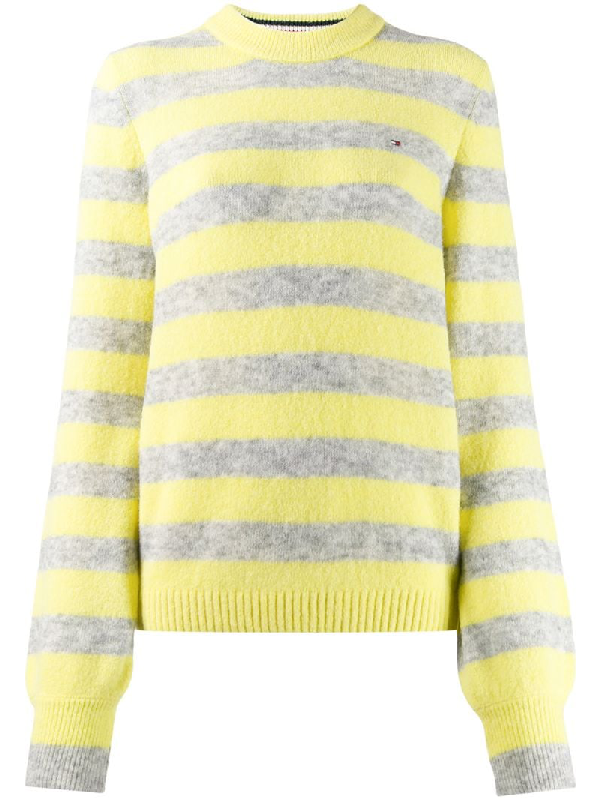 Tommy Hilfiger Striped Crew-neck Jumper In Yellow | ModeSens