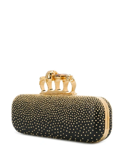 Shop Alexander Mcqueen Embellished Skull Ring Clutch In Black