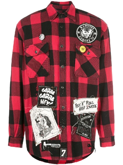 Shop Madeworn Check-print Flannel Shirt In Red