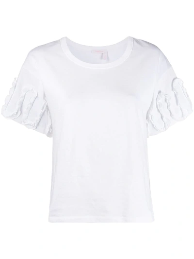 Shop See By Chloé Ruffle-sleeve T-shirt In White