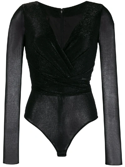 Shop Talbot Runhof Wrap Bodysuit In Black