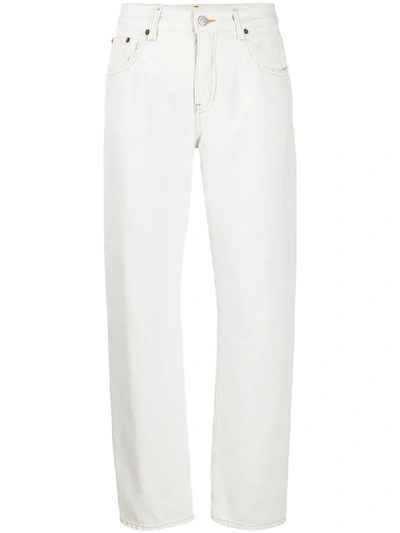 Shop Mm6 Maison Margiela Wide-leg Cropped Jeans In White