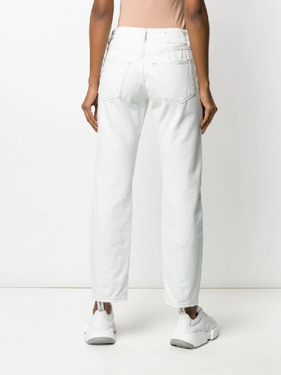 Shop Mm6 Maison Margiela Wide-leg Cropped Jeans In White