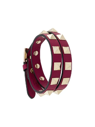 Shop Valentino Double Wrap Rocketed Bracelet In Red
