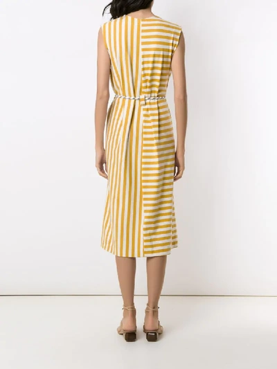 Shop Osklen Summer Stripe Belted Dress In Yellow