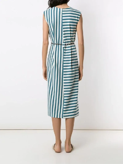 Shop Osklen Summer Stripe Belted Dress In Blue