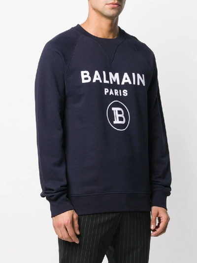 Shop Balmain Logo Sweatshirt In Blue