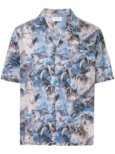 Shop Rhude Wolf Print Shirt In Multicolour