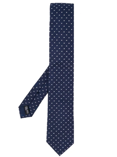 Shop Ferragamo Gancini Embroidery Silk Tie In Blue