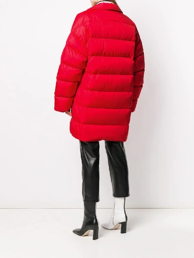 Shop Msgm Padded Coat In Red