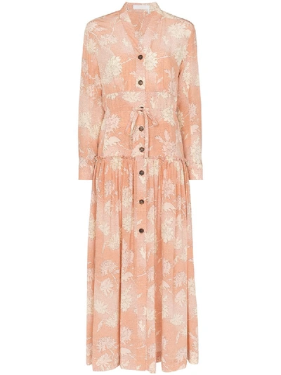 Shop Chloé Floral Print Maxi Dress In Pink