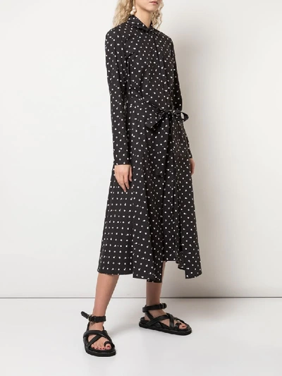 Shop Rosetta Getty Polka Dot Print Shirt Dress In Black