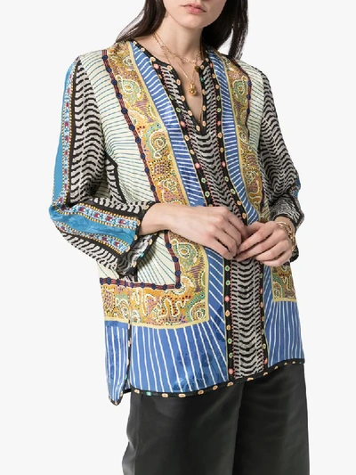 Shop Etro Patterned Kaftan Blouse In Blue