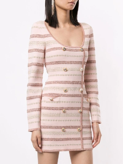 Shop Alice Mccall Striped Double-breasted Mini Dress In Pink