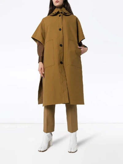 Shop Lvir Hooded Cotton Trench Coat In Brown