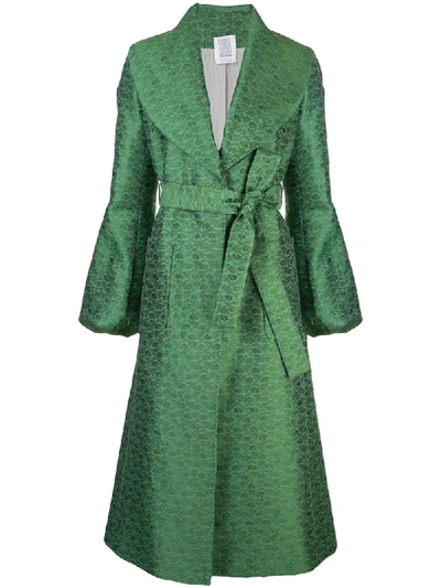 Shop Rosie Assoulin Embroidered Belted Coat In Green