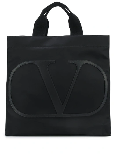 Shop Valentino Vlogo Tote Bag In Black