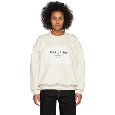 Shop Fear Of God Off-white Sixth Collection Patch Logo Sweatshirt In 111 Cream