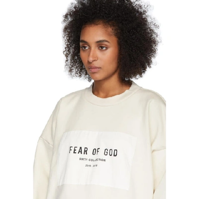 Shop Fear Of God Off-white Sixth Collection Patch Logo Sweatshirt In 111 Cream