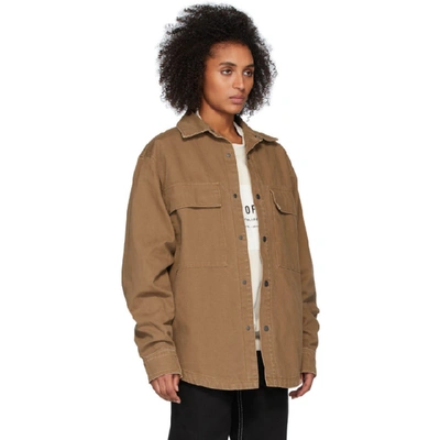 Shop Fear Of God Brown Canvas Shirt In 811 Brick