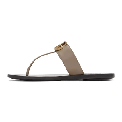 Shop Gucci Taupe Marmont Flat Sandals In Mud