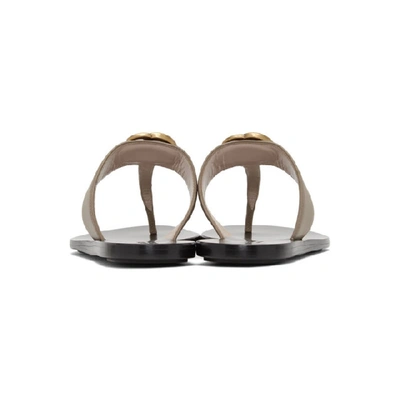 Shop Gucci Taupe Marmont Flat Sandals In Mud