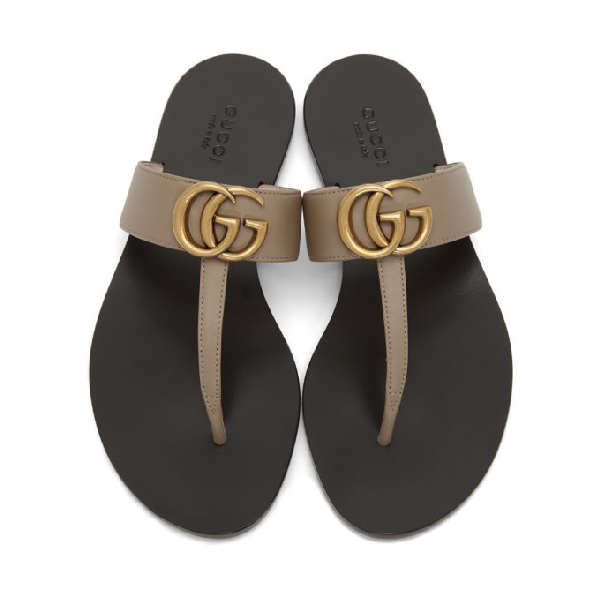 gucci leather thong sandal double g