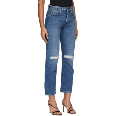 Shop Totême Toteme Blue Ripped Original Jeans In 406 Rippedb