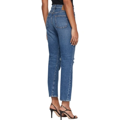 Shop Totême Toteme Blue Ripped Original Jeans In 406 Rippedb