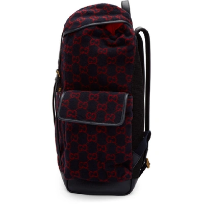 Shop Gucci Navy Wool Gg Backpack In 8468 Blue