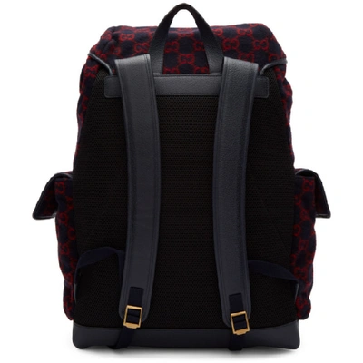Shop Gucci Navy Wool Gg Backpack In 8468 Blue