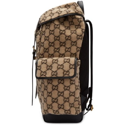 Shop Gucci Beige Wool Gg Backpack In 9769 Beige