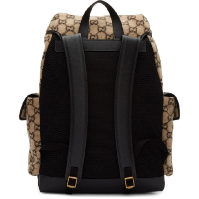 Shop Gucci Beige Wool Gg Backpack In 9769 Beige