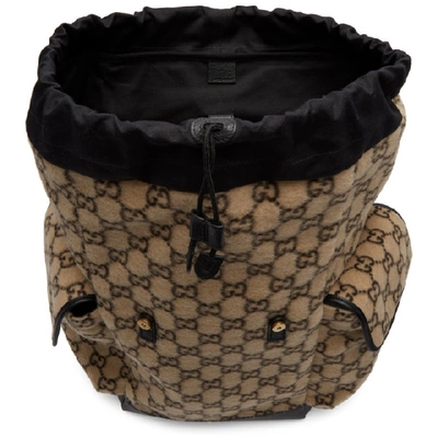 Shop Gucci Beige Wool Gg Backpack In 9769 Beige