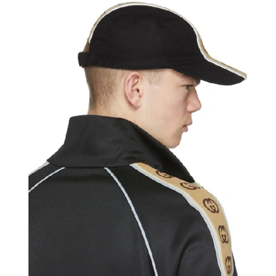 Shop Gucci Black Logo Stripe Cap In 1079 Black